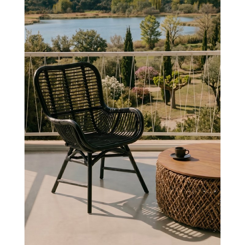 Lot de 4 chaises sapporo - lot de 4 chaises sapporo en rotin noir
