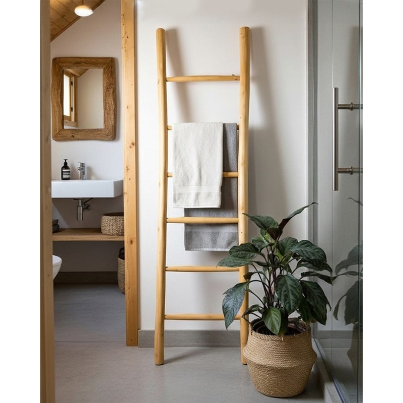Uniqka - Sumba - échelle de salle de bain en bois de bambou 150 cm