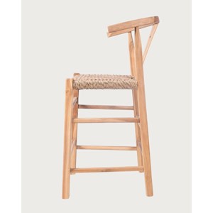 Soren - lot de 2 tabourets de bar en teck et corde tressé