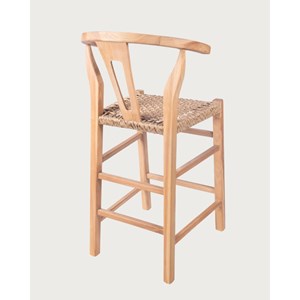 Soren - lot de 2 tabourets de bar en teck et corde tressé