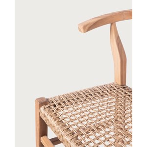 Soren - lot de 2 tabourets de bar en teck et corde tressé