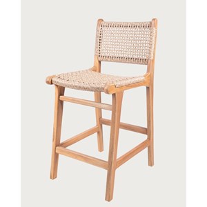 Nolan - lot de 2 chaises de bar en teck et corde viro tressée