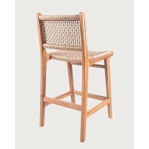 Nolan - lot de 2 chaises de bar en teck et corde viro tressée