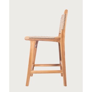 Nolan - lot de 2 chaises de bar en teck et corde viro tressée