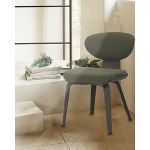 Hele - lot de 2 chaise hele en tissu vert et pieds en bois