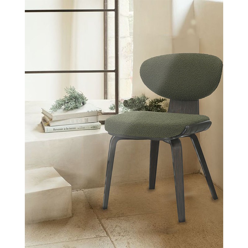 Hele - lot de 2 chaise hele en tissu vert et pieds en bois