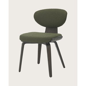 Hele - lot de 2 chaise hele en tissu vert et pieds en bois