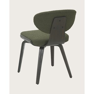 Hele - lot de 2 chaise hele en tissu vert et pieds en bois