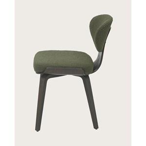 Hele - lot de 2 chaise hele en tissu vert et pieds en bois