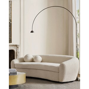 Curve - canapé arrondi 3 places en tissu bouclé cream