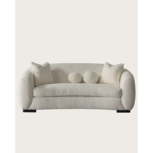 Curve - canapé arrondi 3 places en tissu bouclé cream