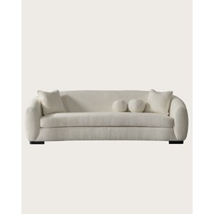 Curve - canapé arrondi 3 places en tissu bouclé cream