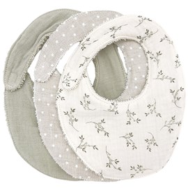 Lot de 3 bavoirs olive bloom