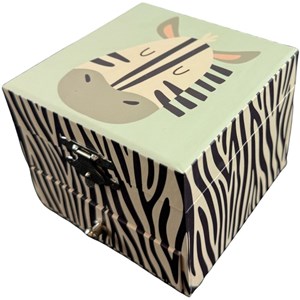 Boîte à bijoux musicale cube zèbre