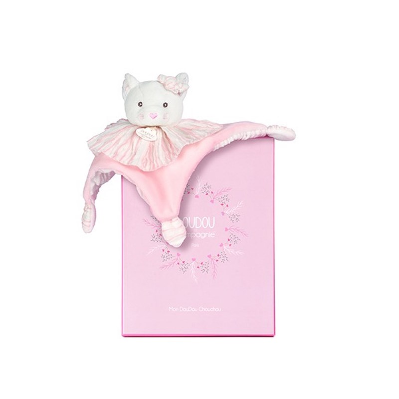 Doudou chat plat 20cm - les chouchoux