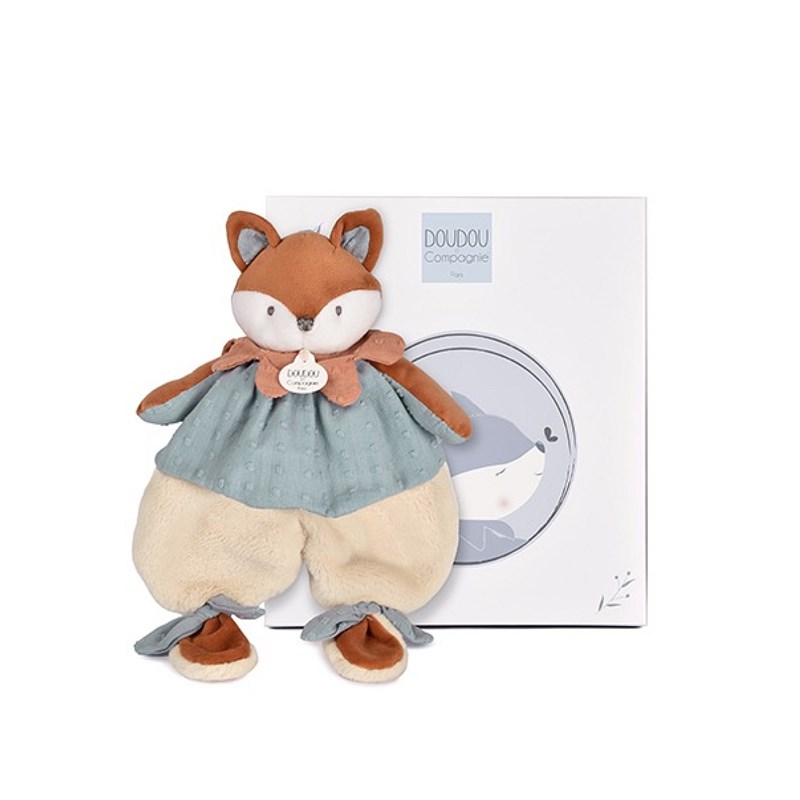Doudou plat renard timo sensoriel 29cm