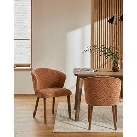 Molo marron - lot de 2 chaises repas en tissu marron avec pieds en bois