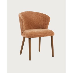 Molo marron - lot de 2 chaises repas en tissu marron avec pieds en bois