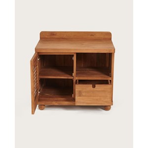 Eclipse - meuble salle de bain en teck porte persienne 90 cm