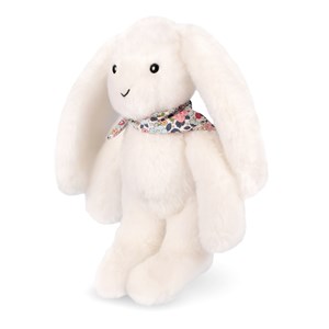 Peluche lapin fleurette blanc 25 cm