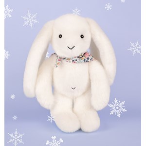 Peluche lapin fleurette blanc 25 cm