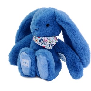 Peluche lapin fleurette bleu 25 cm