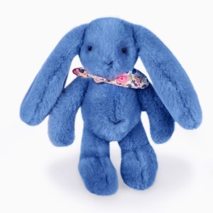 Peluche lapin fleurette bleu 25 cm