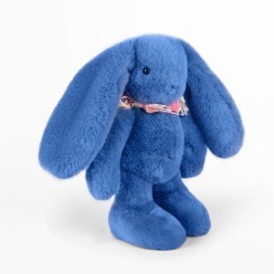 Peluche lapin fleurette bleu 25 cm