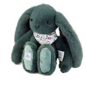 Peluche lapin fleurette vert 25 cm