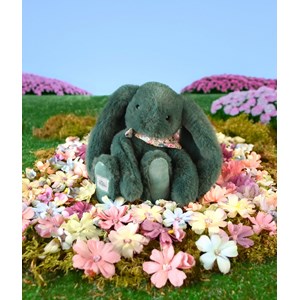 Peluche lapin fleurette vert 25 cm