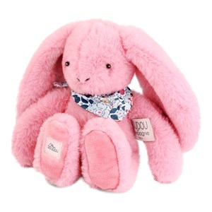 Peluche lapin fleurette rose 25 cm