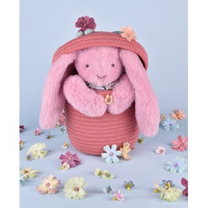 Peluche lapin fleurette rose 25 cm