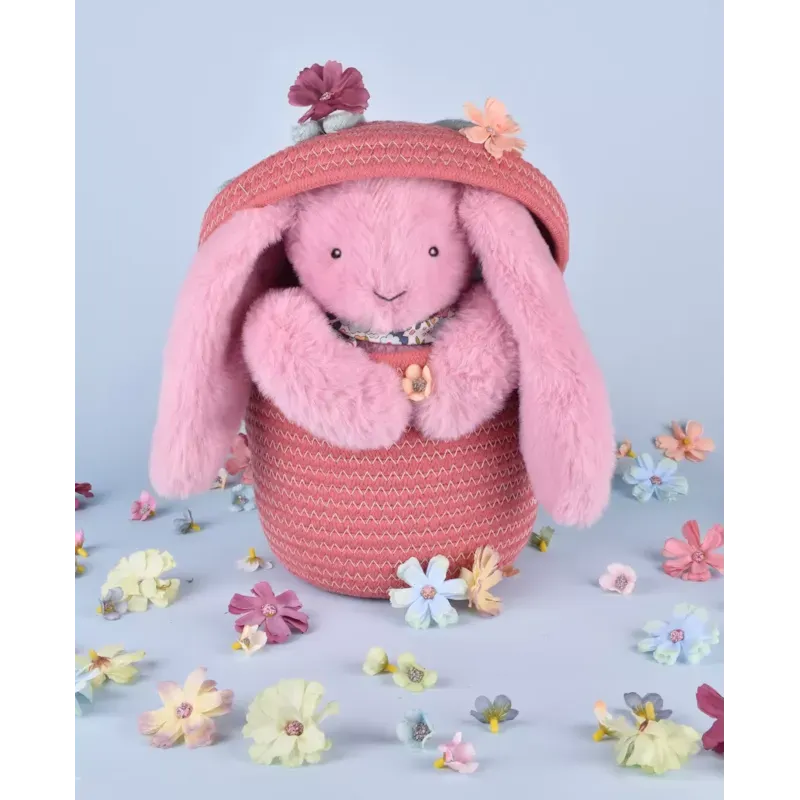 Peluche lapin fleurette rose 25 cm (Mù) - Image 3