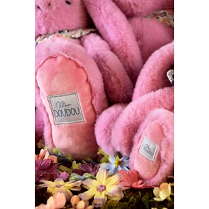 Peluche lapin fleurette rose 25 cm