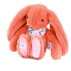 Peluche lapin fleurette terracotta 25 cm