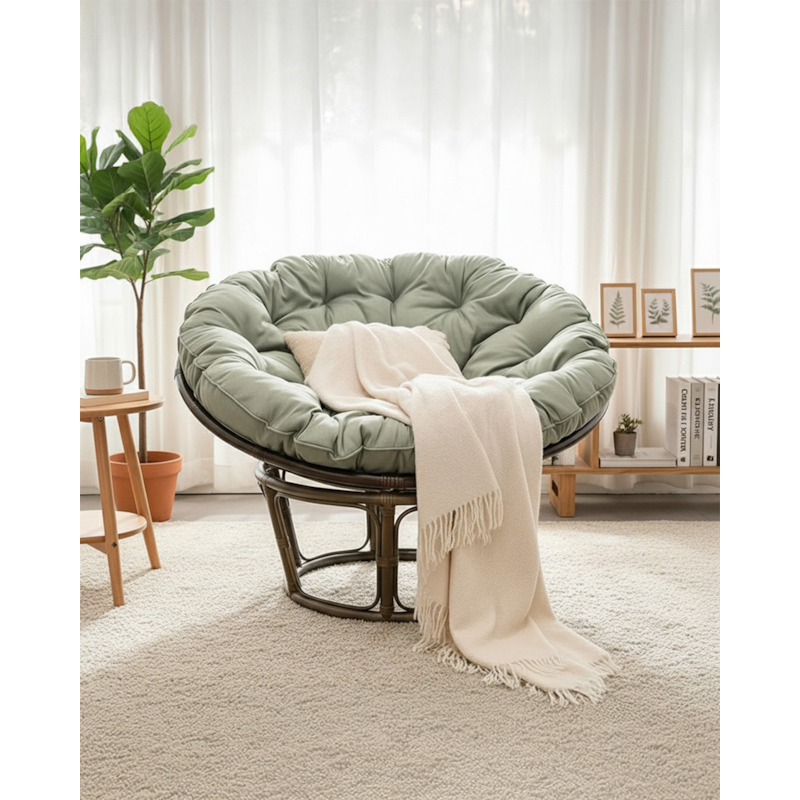 Papasan - fauteuil en rotin avec coussin rattan