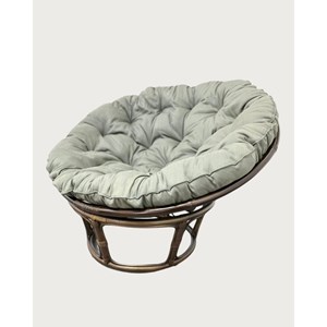Papasan - fauteuil en rotin rond avec coussin gris