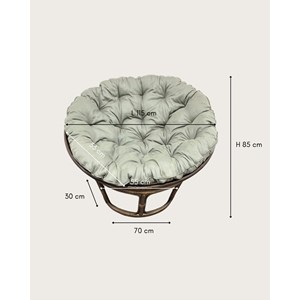 Papasan - fauteuil en rotin rond avec coussin gris