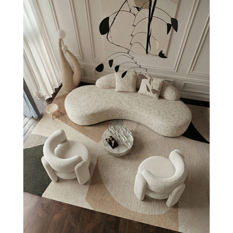 Dune - canapé arrondi 3 places en tissu beige
