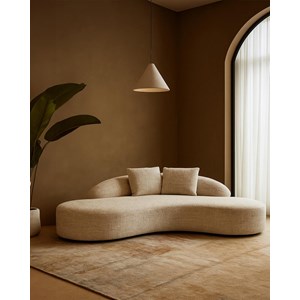Dune - canapé arrondi 3 places en tissu beige