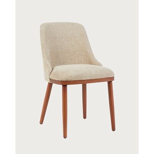 Liro beige - lot de 2 chaises repas en tissu beige pieds en bois