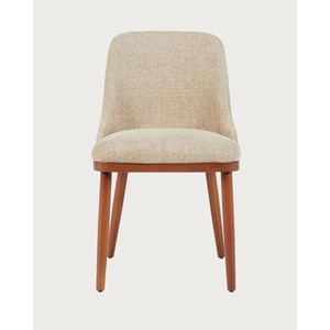 Liro beige - lot de 2 chaises repas en tissu beige pieds en bois