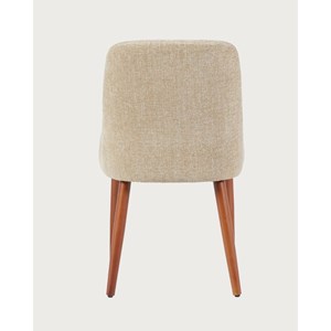 Liro beige - lot de 2 chaises repas en tissu beige pieds en bois