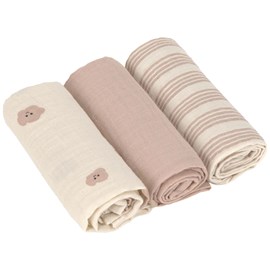 Lot de 3 langes mousseline tiny team taupe (60x60 cm)
