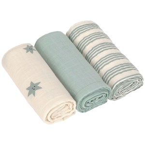 Lot de 3 langes mousseline tiny team vert granit (60x60 cm)
