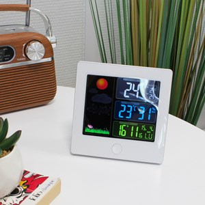 Station météo radio pilotée lcd 3 couleurs capteur extérieur sans fil