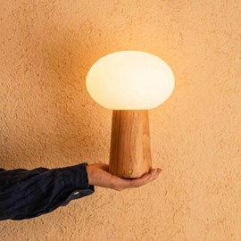 Lampe de table sans fil en bois marron clair max