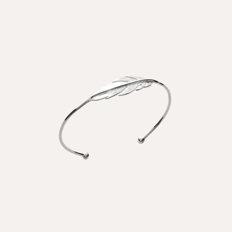 Les Bijoux Chics - Bracelet jonc argent plume