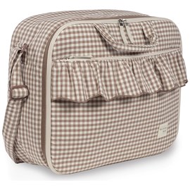 Valise de maternité praliné vichy moka