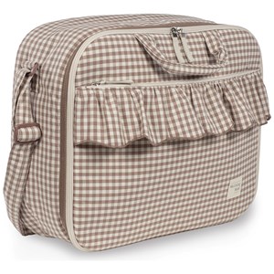 Valise de maternité praliné vichy moka
